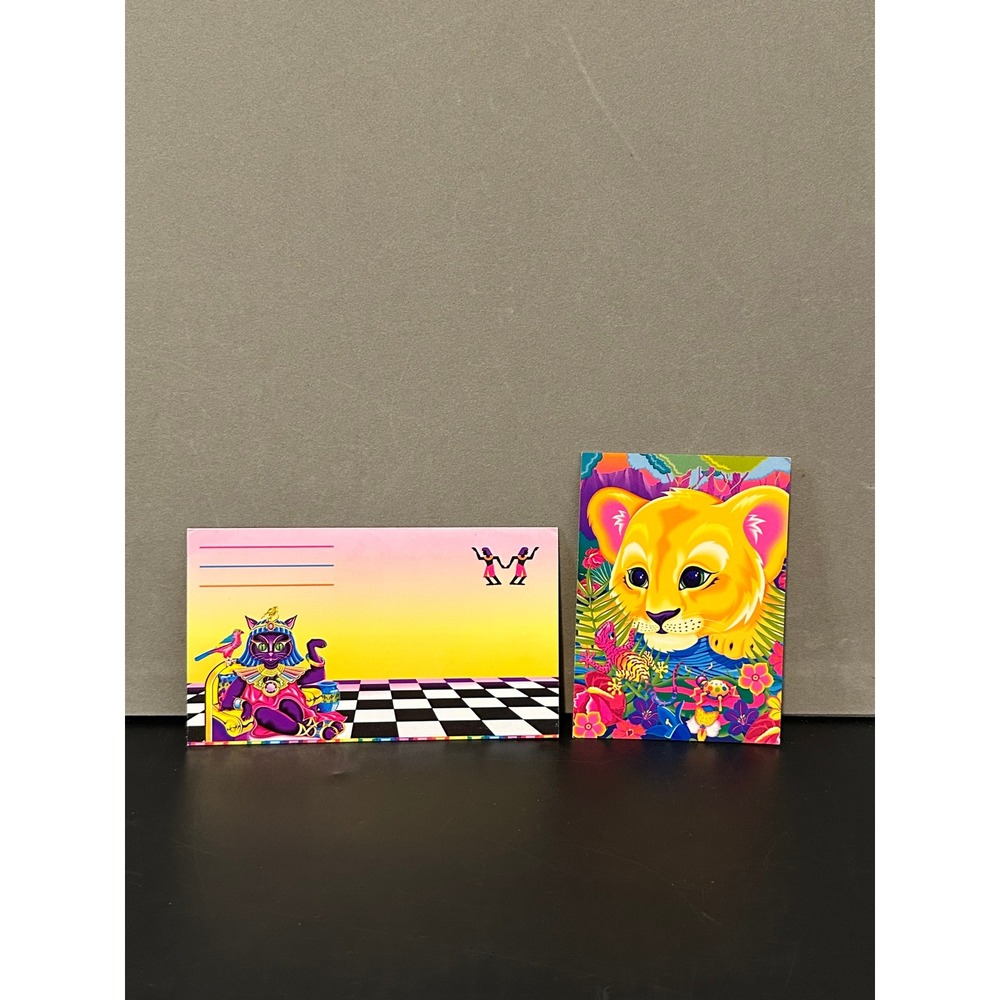 Vintage Lisa Frank Stationery Set Egyptian Cat Envelope‎ and Lion Note Card 90s